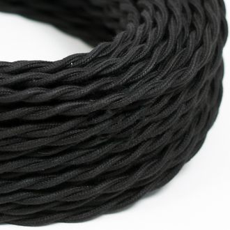 Фото - Текстильный кабель 2*0,75 арт Cab.TC04 Black Черный скрученный шелковый