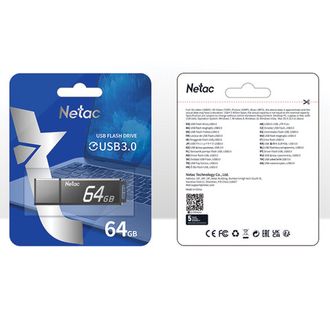 Флеш-диск 64GB NETAC U351, USB 3.0, черный, 1шт, NT03U351N-064G-30BK 513717