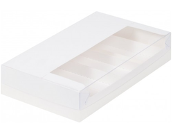 Коробка для Эклеров и Эскимо с пластиковой крышкой, 25*15*5 см, БЕЛАЯ, (080810) (4 вкладыша)