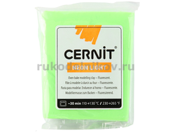 полимерная глина Cernit Neon Light, цвет-green 600 (зеленый), вес-56 грамм