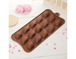 Форма для льда и шоколада &quot;Ракушки&quot;, 15 ячеек, цвет шоколадный