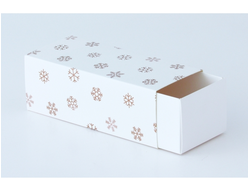 Коробка для макаронс СРЕДНЯЯ, 15*6*5 см, Снежинки