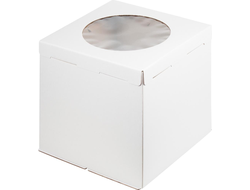 Коробка для торта ПЛОТНАЯ картонная С ОКНОМ, 42 * 42 * высота 45 см, 1 шт