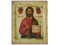 Господь Вседержитель (Спаситель) с образами Святых Архангелов Гавриила и Михаила. Рукописная икона.