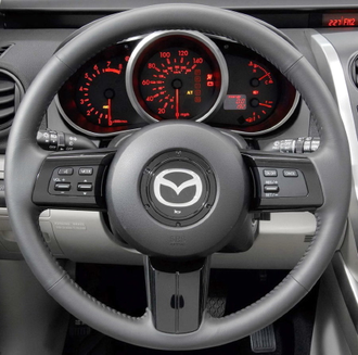 Кожаная накладка на руль Mazda CX-7 I (2006-2009), MX-5 III (NC) (2009-2015), RX-8 I (2009-2012), черная