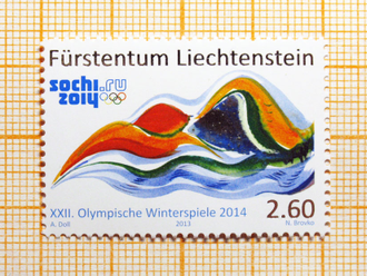 Марки Лихтенштейн Sochi-2014 16 шт (марочный лист)