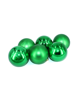 Шары елочные зеленые 5 см, набор 6 шт.