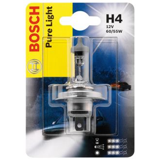 Лампа BOSCH Pure Light Standart H4 12V 60/55W блистер 1 шт.