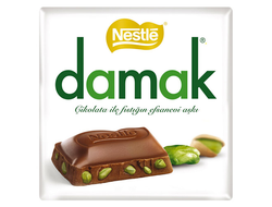 Шоколад молочный с фисташками Damak (Antep Fıstıklı Sutlu Çikolata), 65 гр., Nestle, Турция