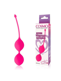 Ярко-розовые двойные вагинальные шарики Cosmo с хвостиком для извлечения Производитель: Bior toys, Россия