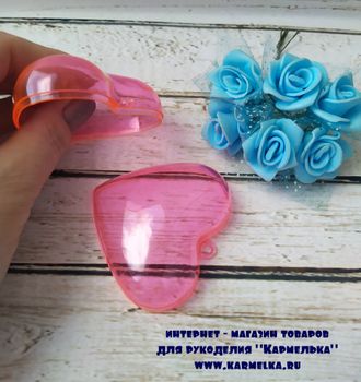 Разборное пластиковое сердечко, размер 6х7см, цвет розовый, 45р/шт (в наличии 1шт)