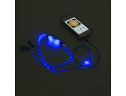 Наушники со светящимся кабелем и микрофоном Human Friends Lumen Blue
