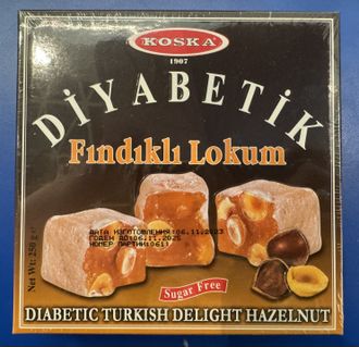 Лукум с фундуком диабетический (Findikli Diyabetik Lokum), 250 гр., Koska, Турция