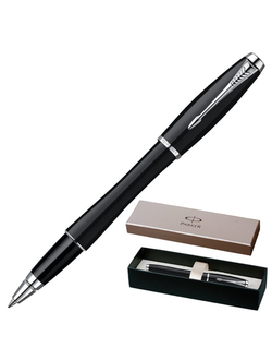 Ручка-роллер подарочная PARKER "Urban Fashion Black CT", черный глянцевый лак, хромированные детали, синяя, S0850490