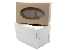 Коробка на 2 кекса ECO MUF 2 (16,5*10*10 см), двухстороняя Крафт/белая