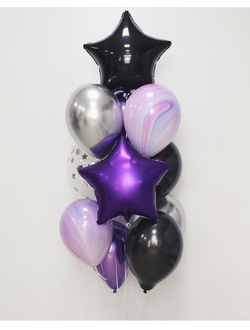 Набор шаров с гелием "Фиолетово-черный"