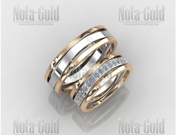 Обручальные кольца комбинированные с бриллиантами на заказ