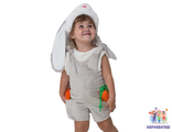 Детский карнавальный костюм &quot;Заюша&quot;, шапка, комбинезон, мягконабивная морковка, 1-2 года, рост 92 см