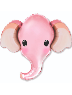 Фольгированный шар с гелием "Голова слоника" розовый 81*99