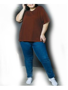 Женская футболка  из хлопка  Арт. 4757-9288 (цвет шоколадный) Размеры 56-80