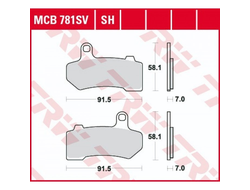 Тормозные колодки задние TRW MCB781SH для Harley-Davidson (Sinter Street SH)