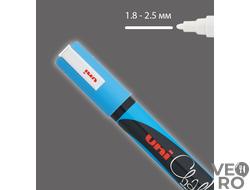 Маркер меловой Uni Chalk 5M 1,8-2,5мм овальный (голубой)