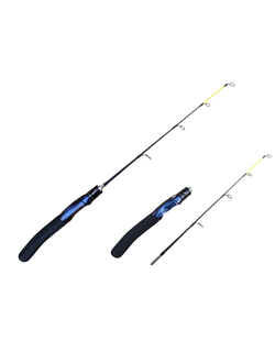 Удочка зимняя штекерная 57см/ ручка неопрен ЧЕРНАЯ/ хлыст кивок плоский 38см