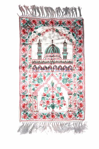 Мусульманский молитвенный коврик с рисунком мечети из чистого шелка 70х110 см купить