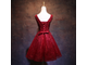 Коктейльное винно-красное платье с пышной юбкой прокат Уфа