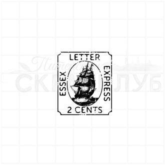 Штамп  марка почтовая леттер экспресс с парусником