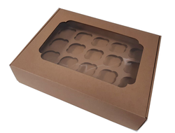 Коробка на 20 капкейков с окном, 43*34*10 см, КРАФТ