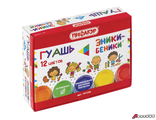 Гуашь ПИФАГОР «Эники-беники», 12 цветов по 10 мл, без кисти, картонная упаковка. 191330