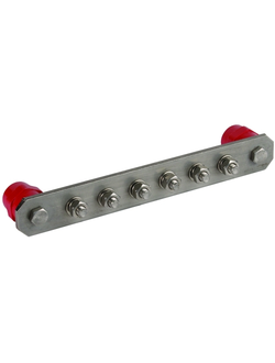 472207 Шина уравнивания потенциалов в пром. исполнении 6 подкл. S=200 мм² L = 295 мм Cu с изоляторами