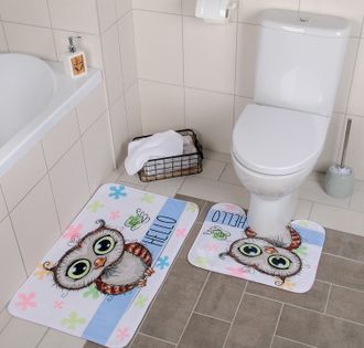 Набор ковриков для ванны и туалета «Совушки парочка», 2 шт: 40×50, 50×80 см