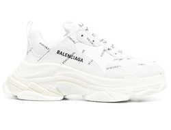 Кроссовки Balenciaga Triple S белые с надписями женские