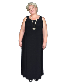 Длинное платье большого размера Арт. 2182 (Цвета: лиловый, темно-синий, фуксия, черный, шоколад, коралл)  Размеры 50-84