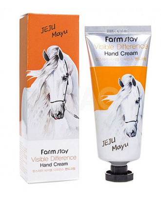 FarmStay Крем для рук с Лошадиным Маслом Visible Difference Hand Cream JEJU Mayu,100 г. 280488