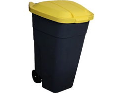 Бак для мусора 110 л. с желтой крышкой, на колесах