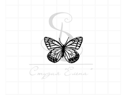 Штамп с небольшой графичной бабочкой
