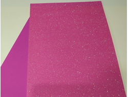 Глиттерный фоамиран, цвет розовый с перламутром, 20*30 см, толщина 2 мм