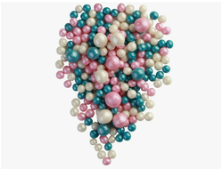 ДРАЖЕ ЗЕРНОВОЕ 40 г, ЖЕМЧУГ РОЗОВЫЙ + СЕРЕБРО + БИРЮЗА  #173