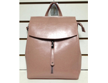 Кожаный женский рюкзак-трансформер Zipper розовый 2
