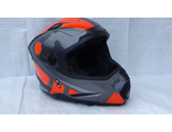 Шлем туринг (кросс со стеклом и очками) COBRA JK802, серо-оранжевый, размеры M