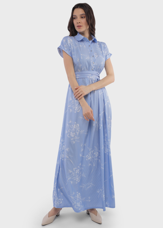 Платье длинное "Аламанни" для беременных и кормящих, голубой
