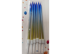 Свечи для торта ГРАДИЕНТ 12,5 см, 6 шт, Синий