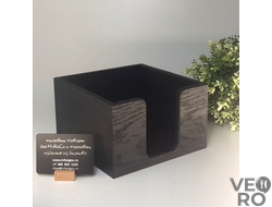 Салфетница из массива дуба, подставка для салфеток 12,5х12,5 см, цвет черный