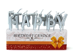 Набор свечей Happy Birthday, СЕРЕБРО