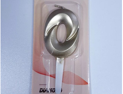 Свеча в торт «Грань», цифра "0", Золото