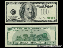 Банкнота с браком 100 USD (редчайший брак печати)