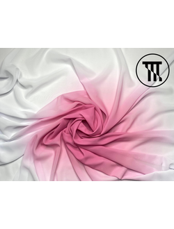 Шифон градиент, цв. Крайола-розовый (темный) + Белый
